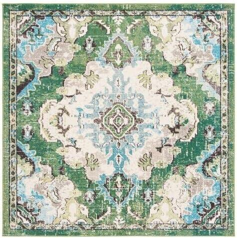 Madison MAD484 Power Loomed Indoor Area Rug - Green/Light Blue - 5'x5' - Safavieh