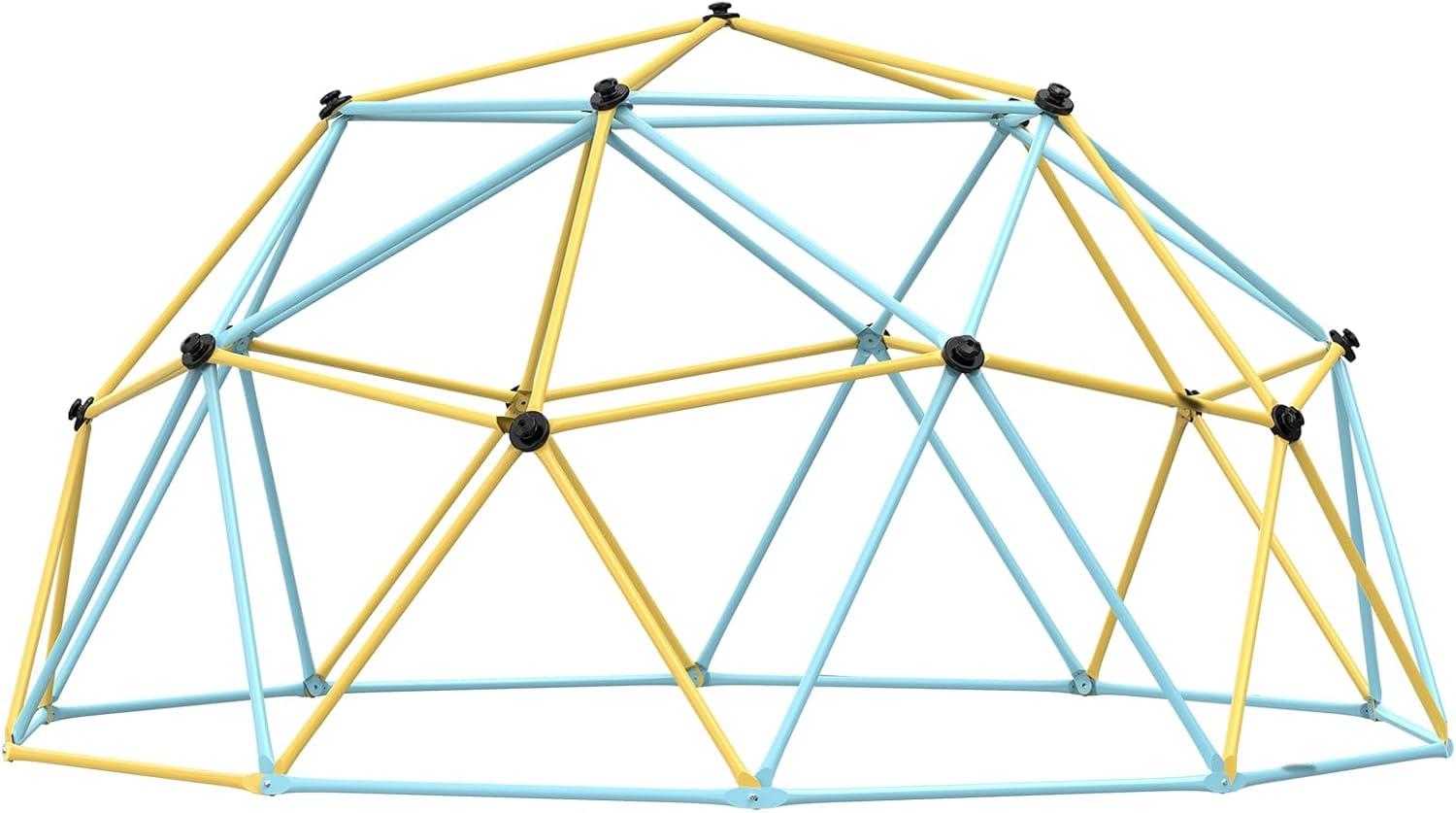 10FT Yellow and Blue Steel Geometric Dome Climber with Slide