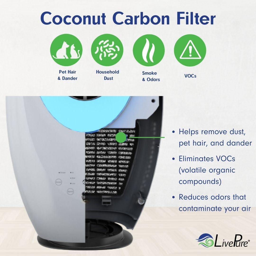 LivePure Bladeless Auto-Duster, Oscillating Fan w/Filter, Air Circulator, Sage