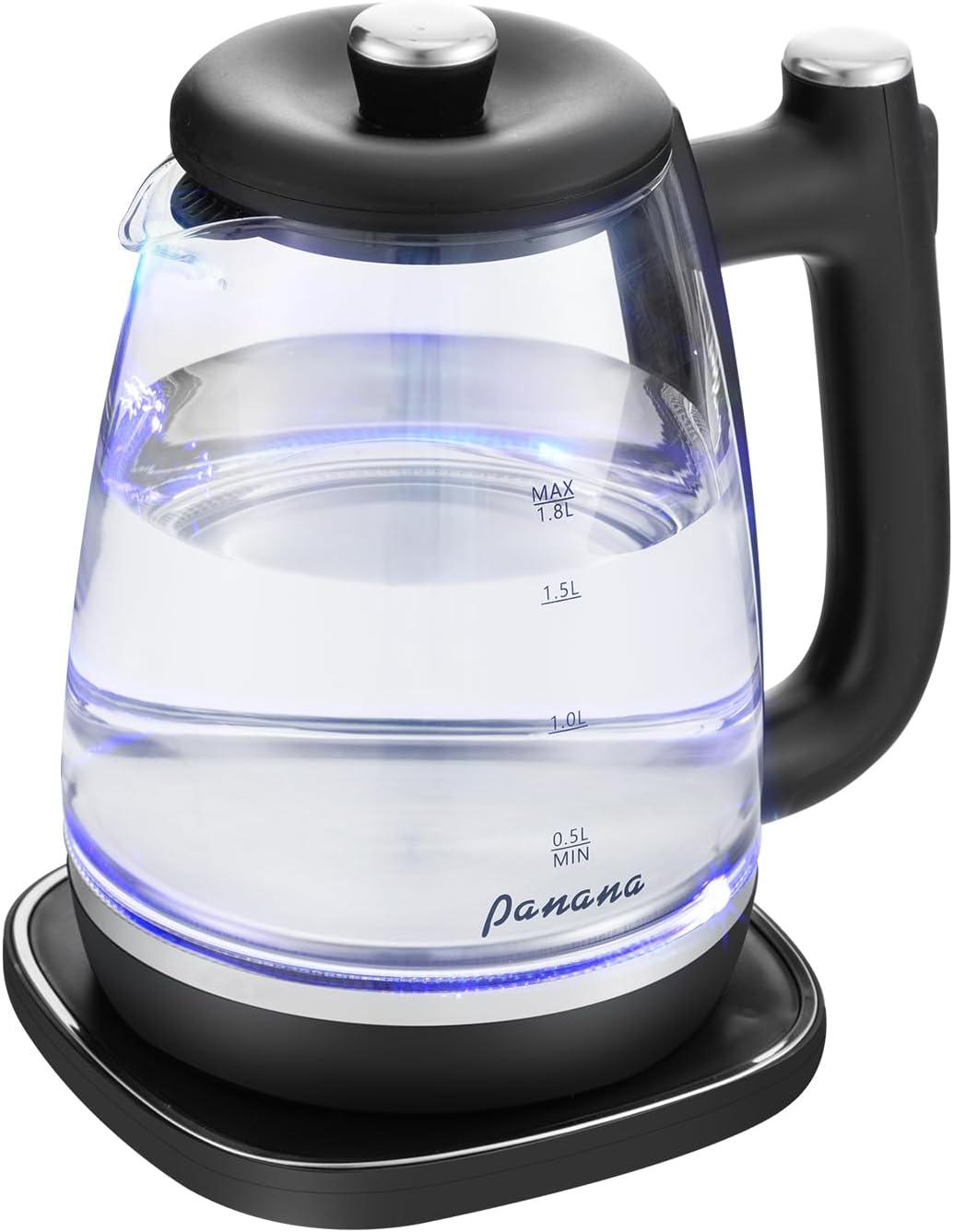 Panana Electric Kettle, Tea Kettle Pot, 1.8L, 1200W, Removable Stainless Steel Inner Lid for Easy Cleaning, Hot Water Kettle Teapot Boiler, Automatic Shut Off, BPA-Free