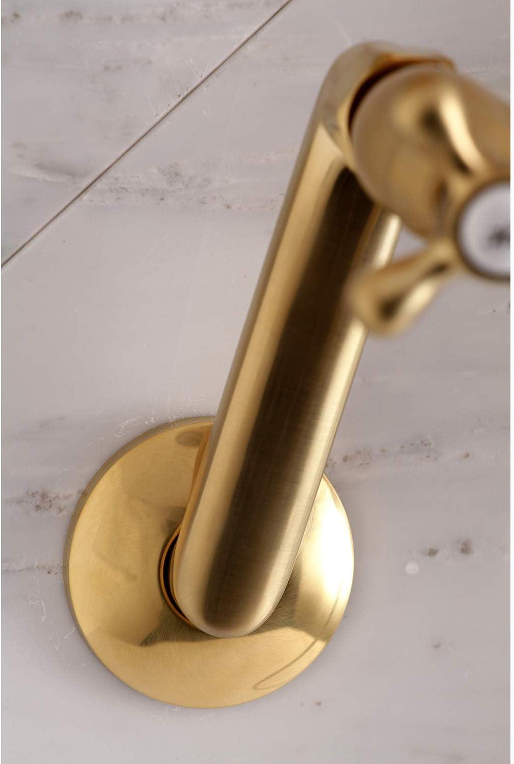 Kingston Brass Kingston Three-Handle 2-Hole Tub Wall Mount Clawfoot Tub Faucet with Hand Shower