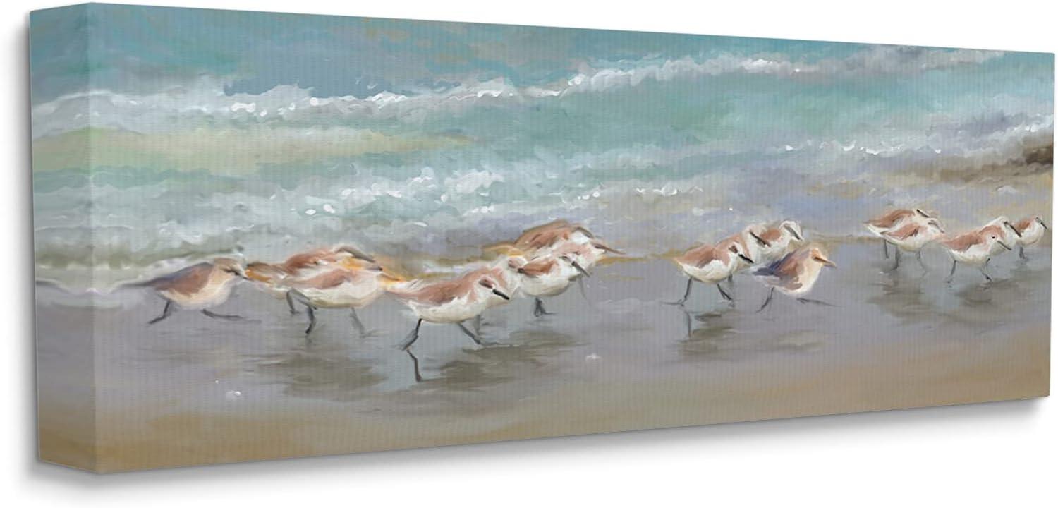 Stupell Industries " Sandpiper Flock Shoreline Splashing " by Rick Novak Painting Print