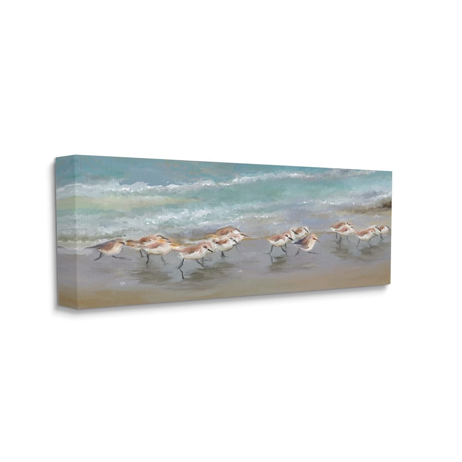 Stupell Industries " Sandpiper Flock Shoreline Splashing " by Rick Novak Painting Print
