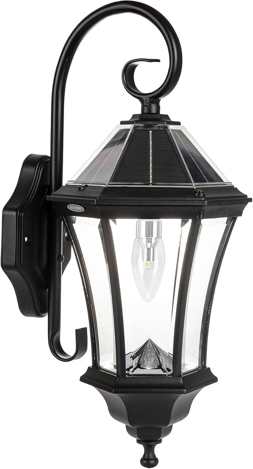 Gama Sonic Victorian Solar Wall Light, Outdoor Solar Lamp, Cast Aluminum Sconce, 150 Lumens Warm White LED, Black (94BM50010)