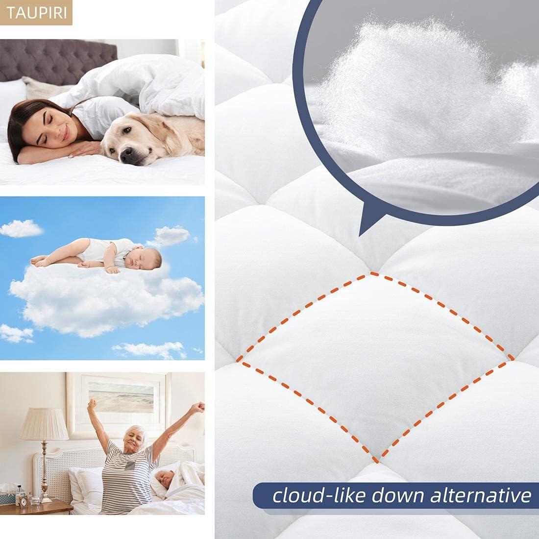 Taupiri King Quilted Mattress Pad Cover with Deep Pocket (8"-21"), Cooling Soft Pillowtop Mattress Cover, Down Alternative Mattress Protector Topper, White