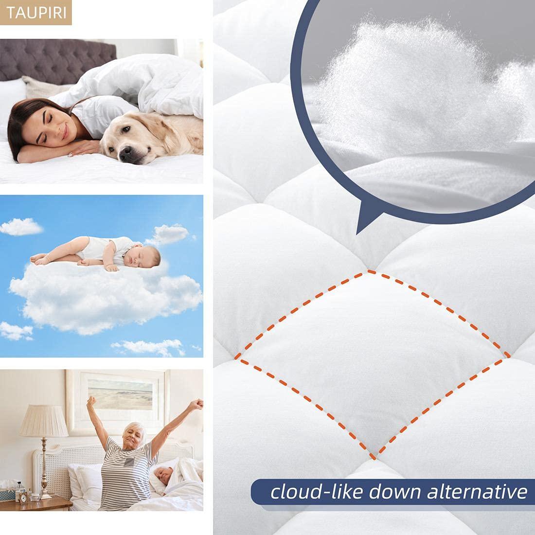 Taupiri King Quilted Mattress Pad Cover with Deep Pocket (8"-21"), Cooling Soft Pillowtop Mattress Cover, Down Alternative Mattress Protector Topper, White
