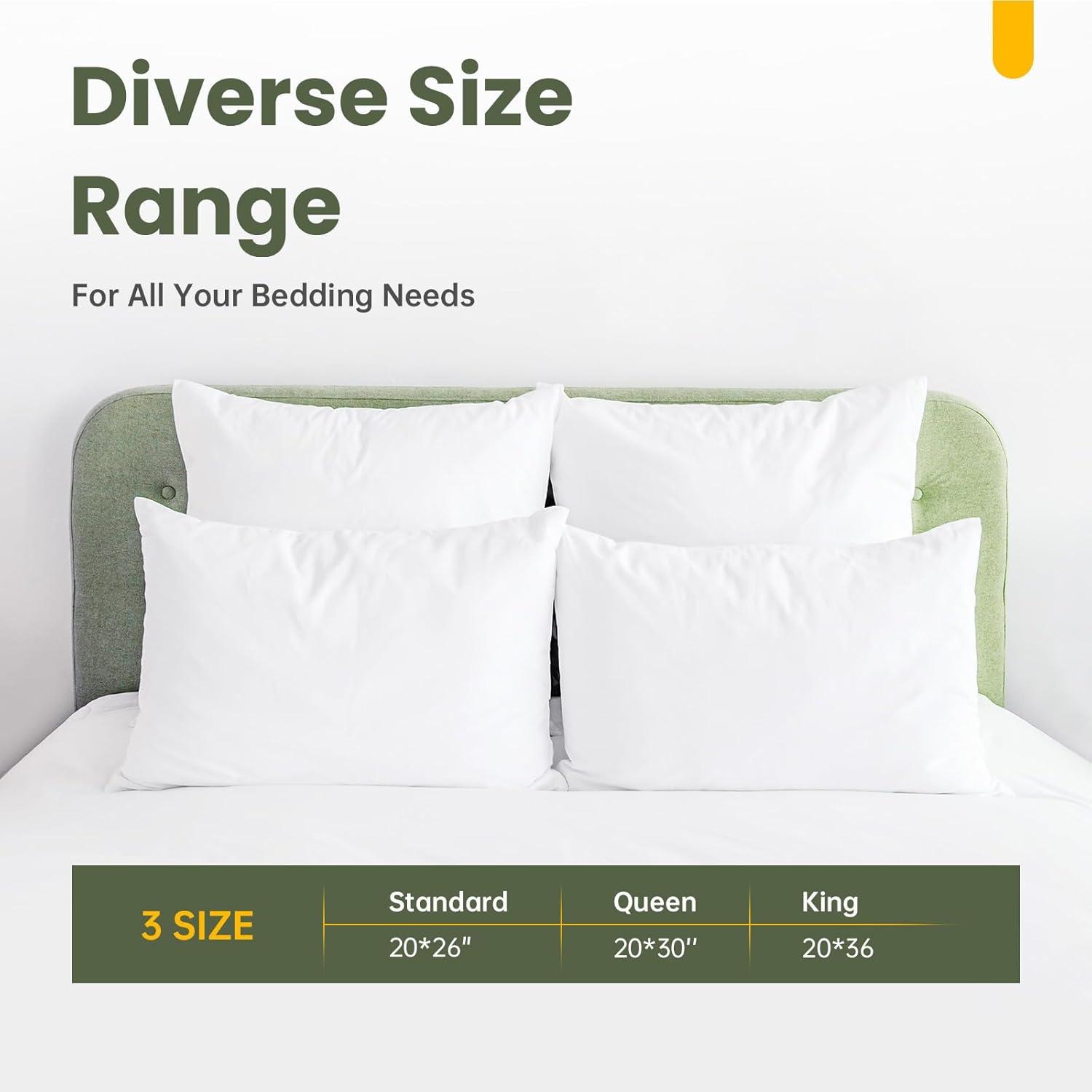 Waterproof Pillow Protectors with Zipper King Size - 2 Pack Waterproof Zippered Pillowcases Encasement, Breathable Protective Pillow Covers 20 x 38 Inches