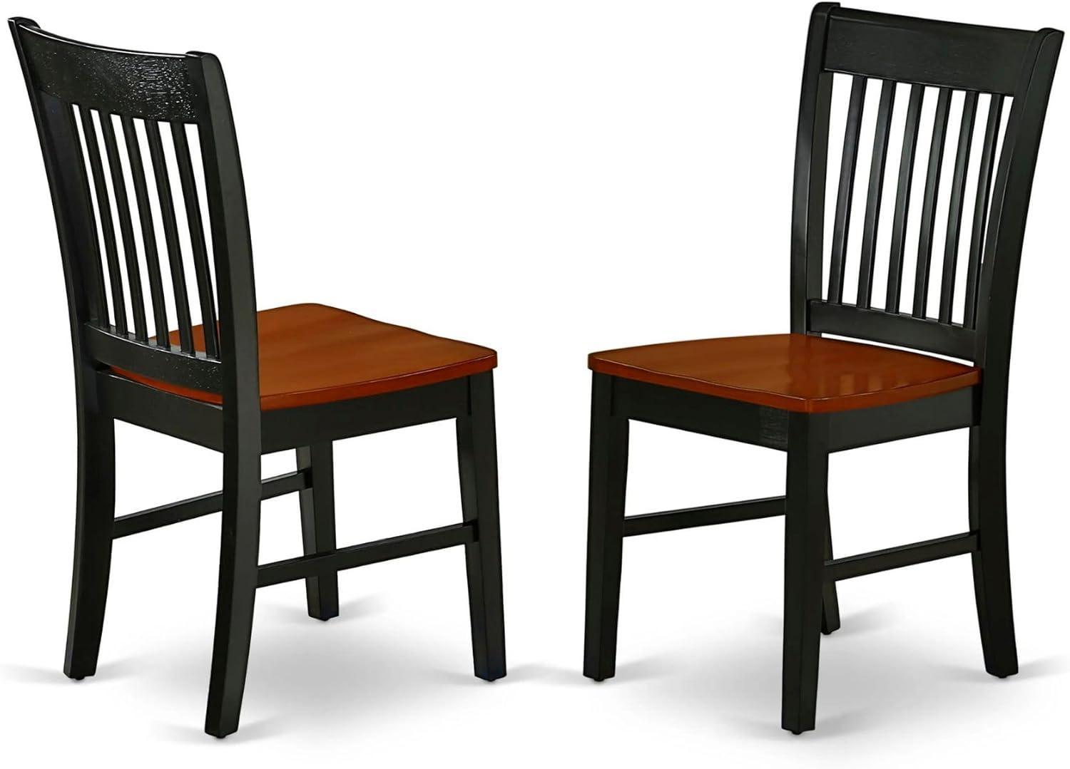 Luwei Norfolk Dining Slat Back Wood Seat Kitchen Chairs, Set of 2, Black & Cherry