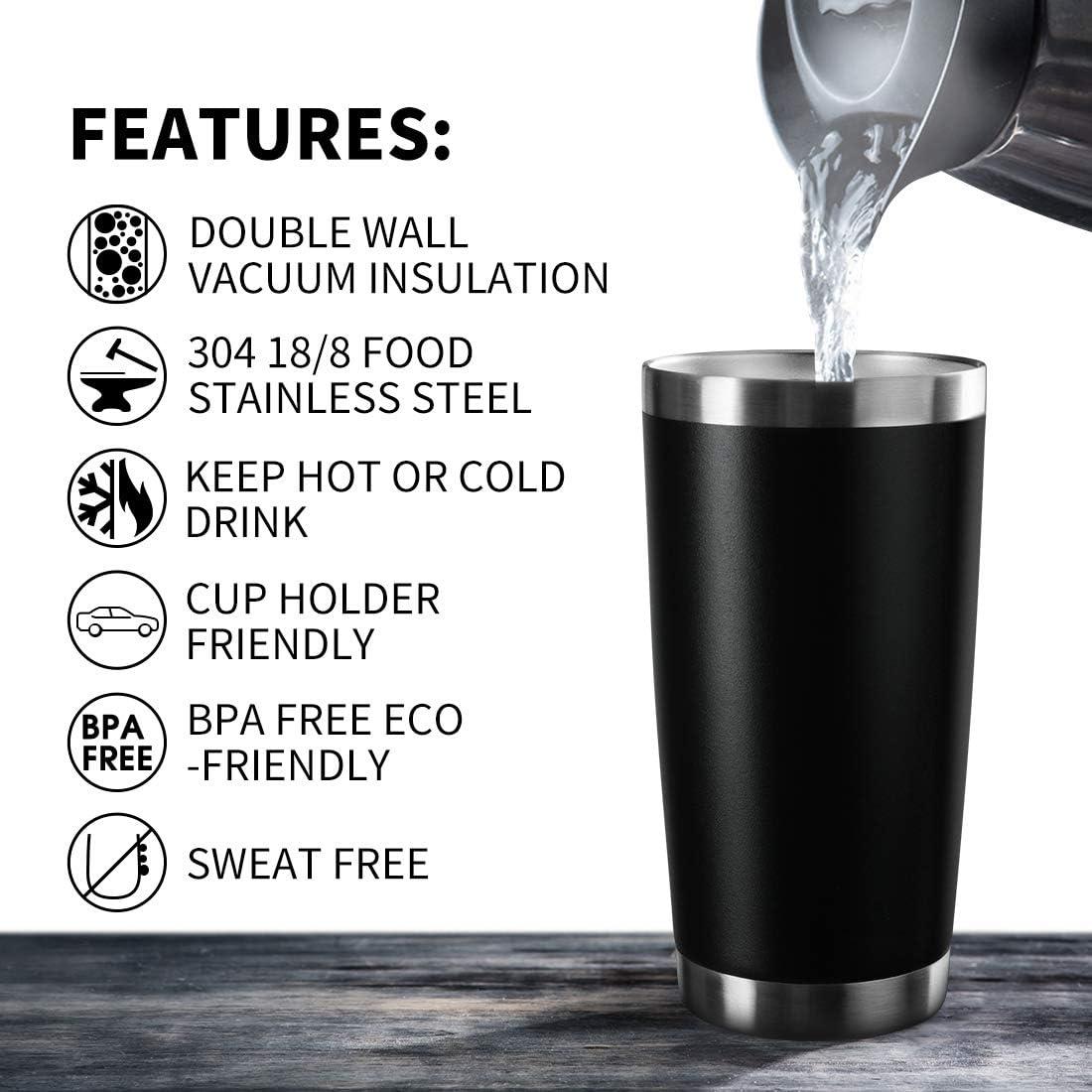 Black Stainless Steel 20 oz Vacuum Insulated Travel Tumbler