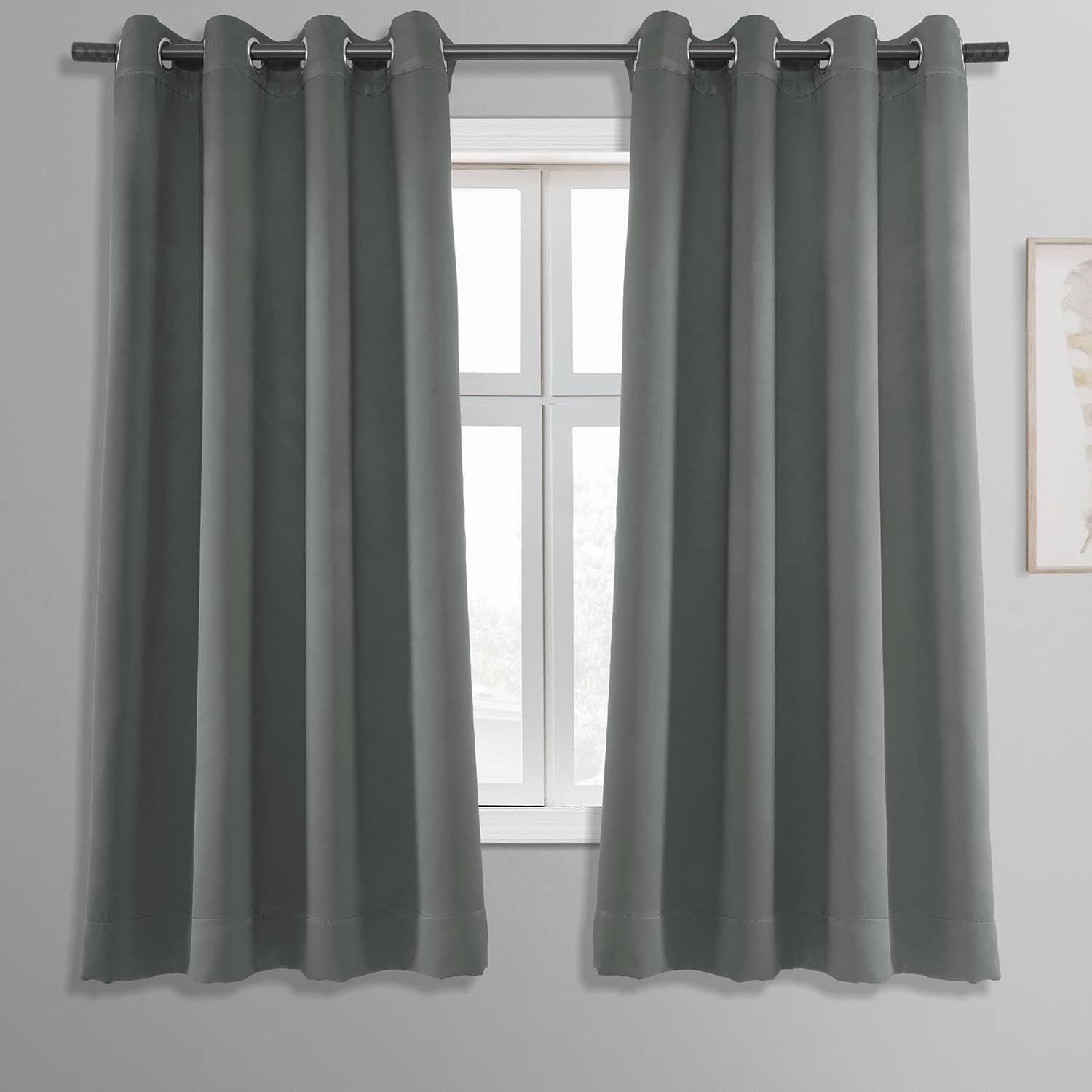 Neutral Grey Grommet Blackout Room Darkening Curtain (1 Panel), Neutral Grey, 50W X 63L