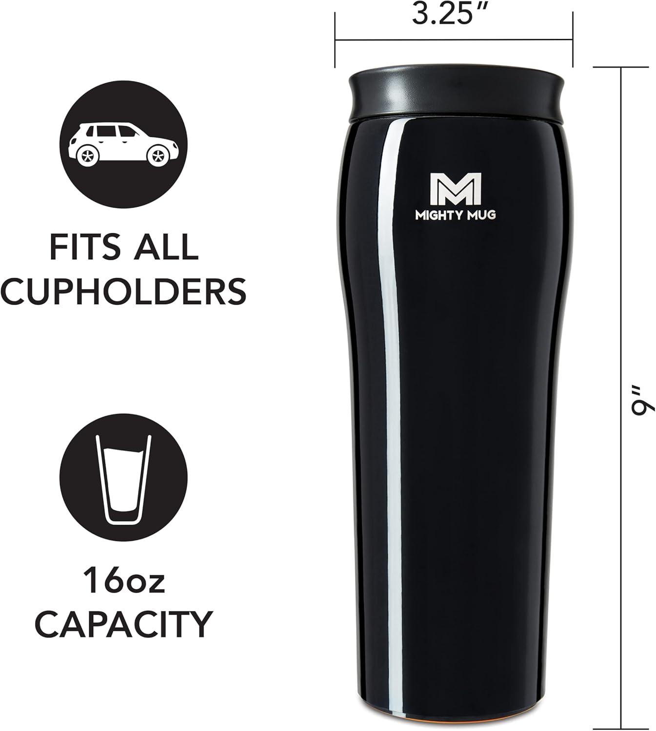 Mighty Mug | The Untippable Mug | Grips When Hit, Lifts for Sips | Insulated Stainless Steel Tumbler | Cupholder Friendly | Gifts for Women Men All | Leakproof | 6 Hour Hot / 24 Cold | 16oz | Midnight