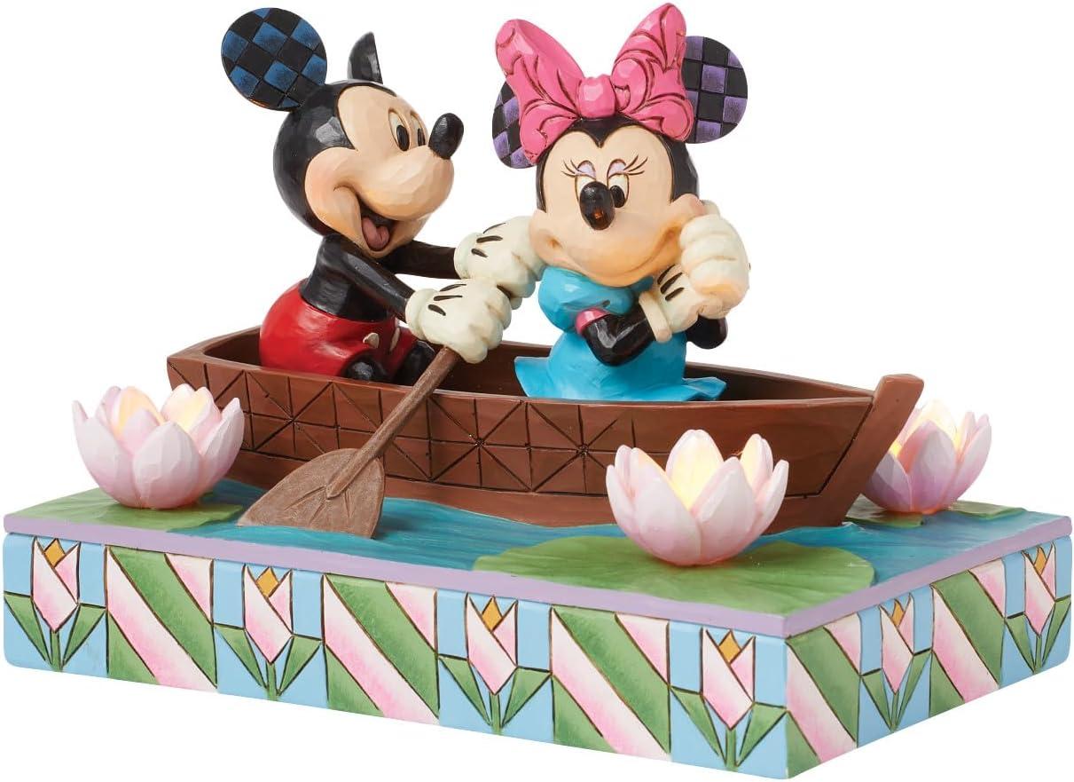 Mickey and Minnie Resin LED Rowboat Figurine, 4.5 Inch