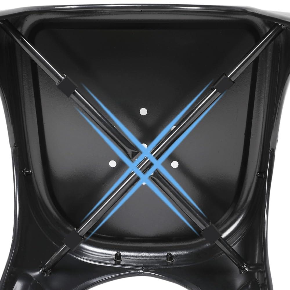 Metal Chairs Set of 4, Stackable Metal Patio Chairs 18 Inch Seat Height, Indoor/Outdoor Tolix Side Chair with Back, 330LBS Weight Capacity, Chic Kitchen Dining Chairs, Black