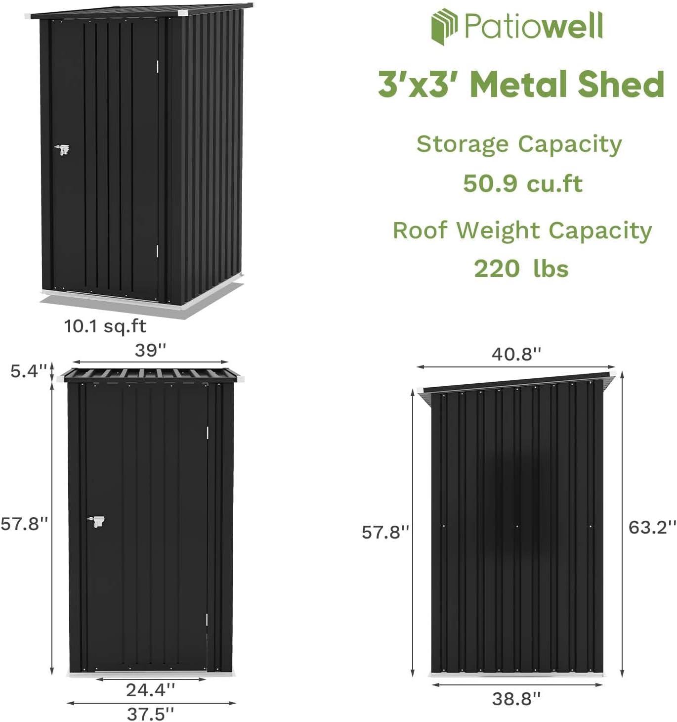 Patiowell 8' x 10' Outdoor Storage Shed, Large Garden Tool Metal Shed with Sloping Roof and Double Lockable Door, Outdoor Shed for Backyard Garden Patio Lawn, Brown