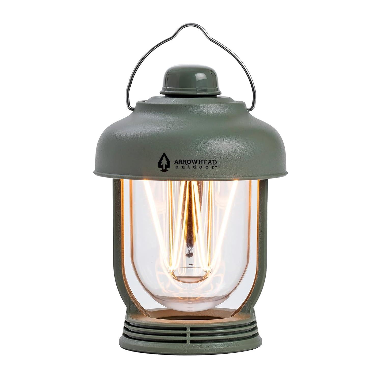 Arrowhead 280-Lumen 6-In. 4-Lighting-Modes Rechargeable LED Camping Lantern in Green