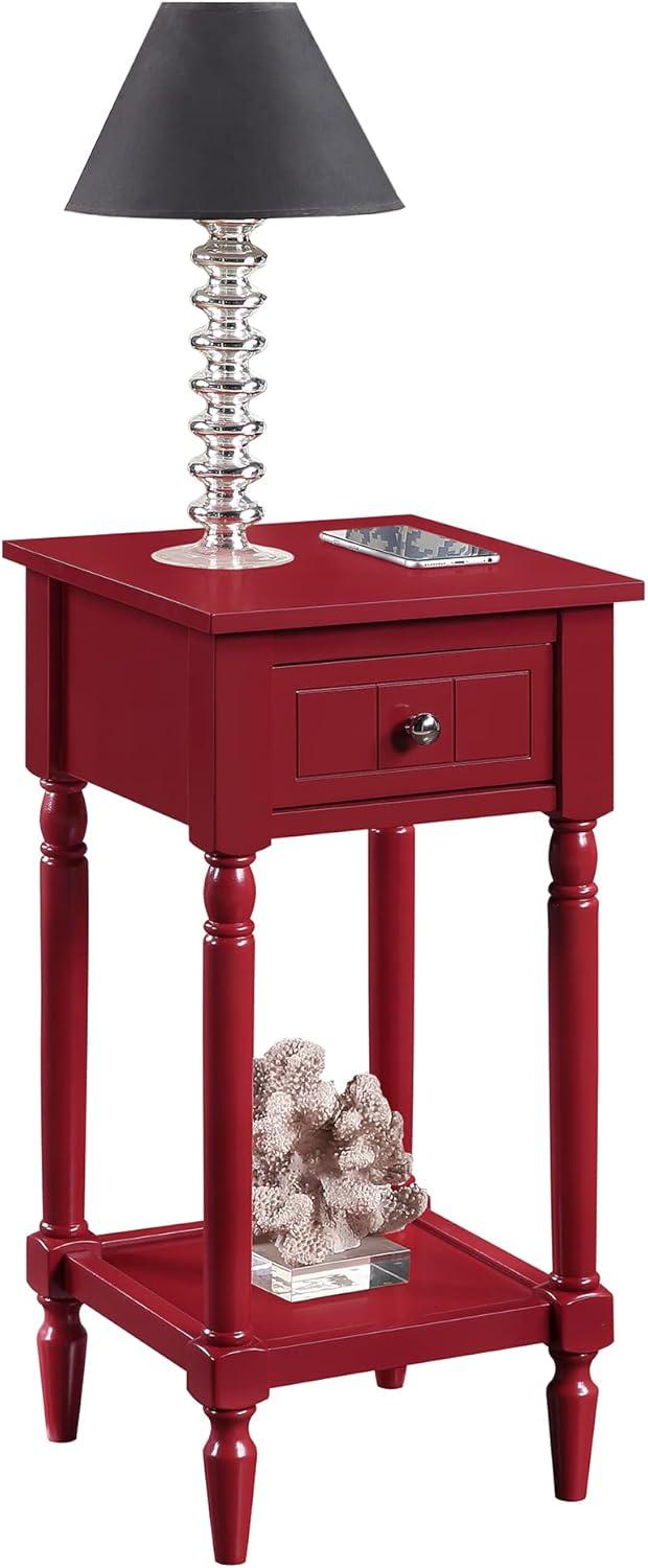 Convenience Concepts French Country Khloe 1 Drawer Accent Table with Shelf, Cranberry Red