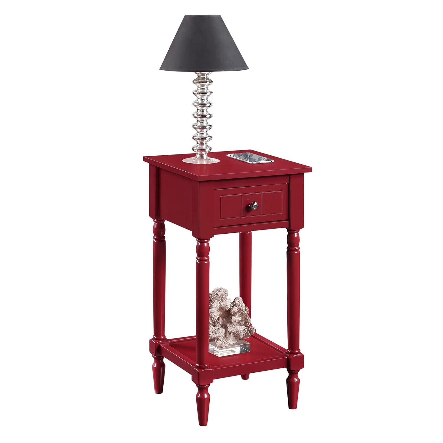 Convenience Concepts French Country Khloe 1 Drawer Accent Table with Shelf, Cranberry Red