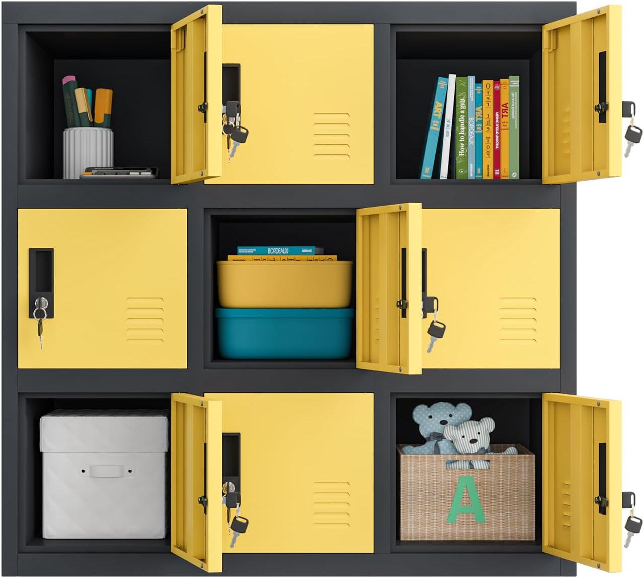 MECOLOR Metal Office and Home Storage Cabinet Locker with 9 Doors Beautiful Appearance