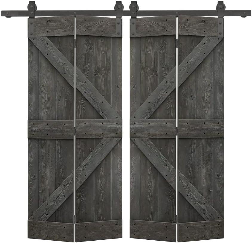 Calhome 84'' Solid Wood Barn Doors Painted without Installation Hardware Kit Barn Door