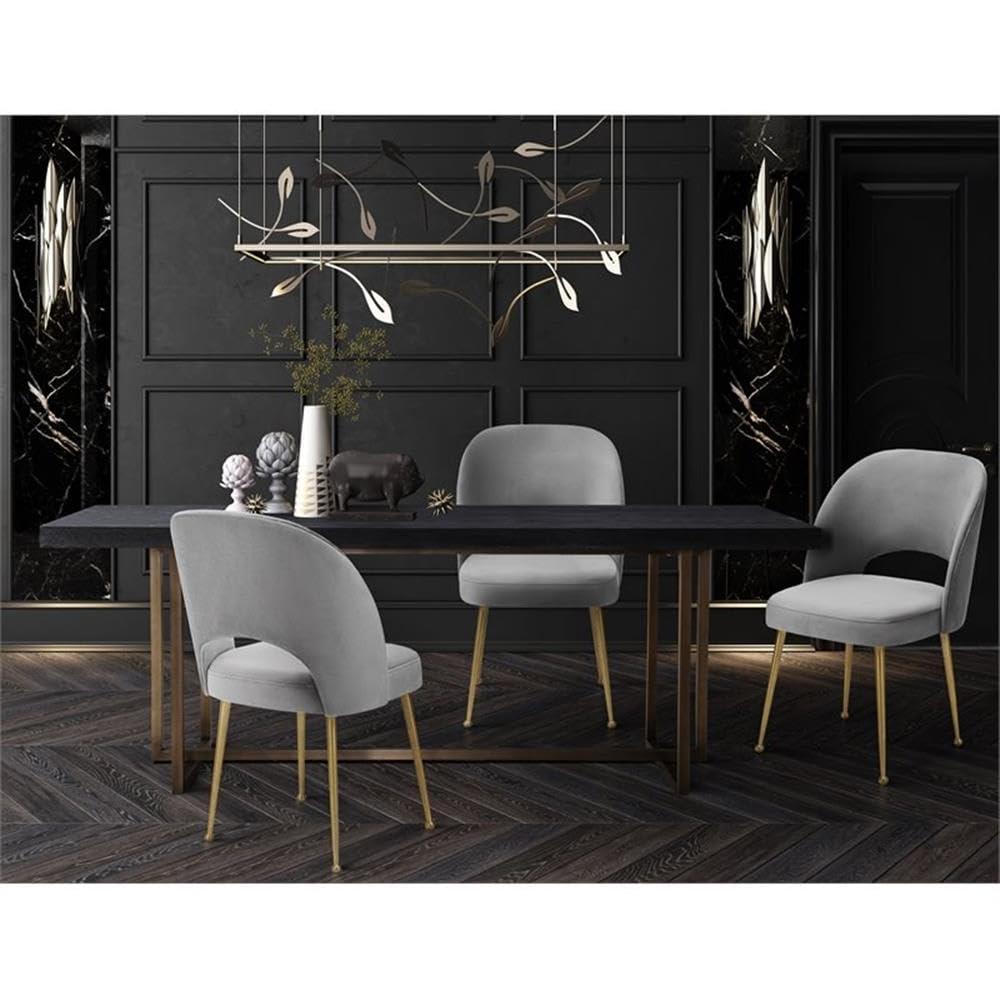 TOV Furniture Swell Light Grey Velvet Dining Chair with Gold Legs