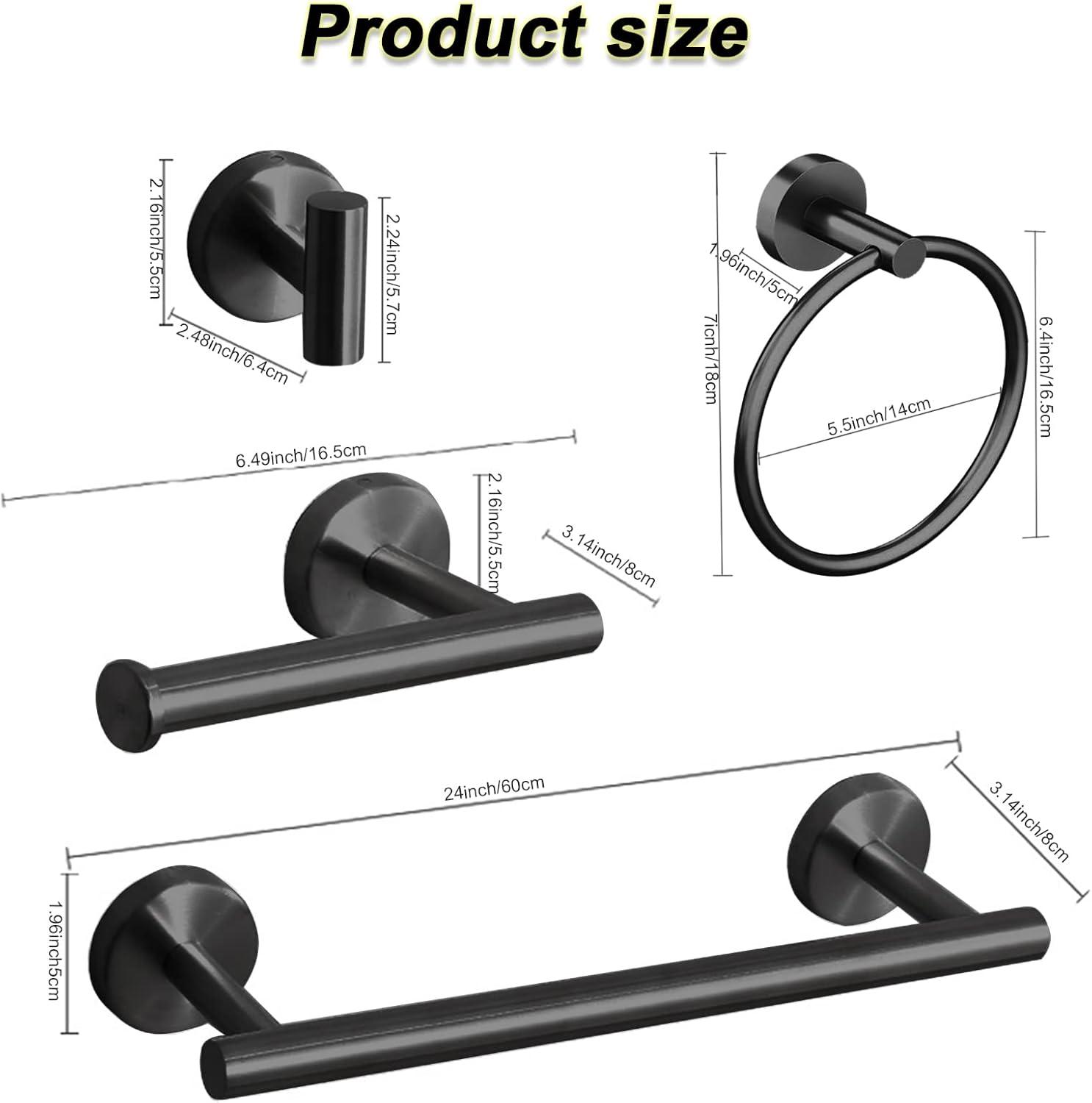 Matte Black 10-Piece Stainless Steel Bathroom Accessories Set