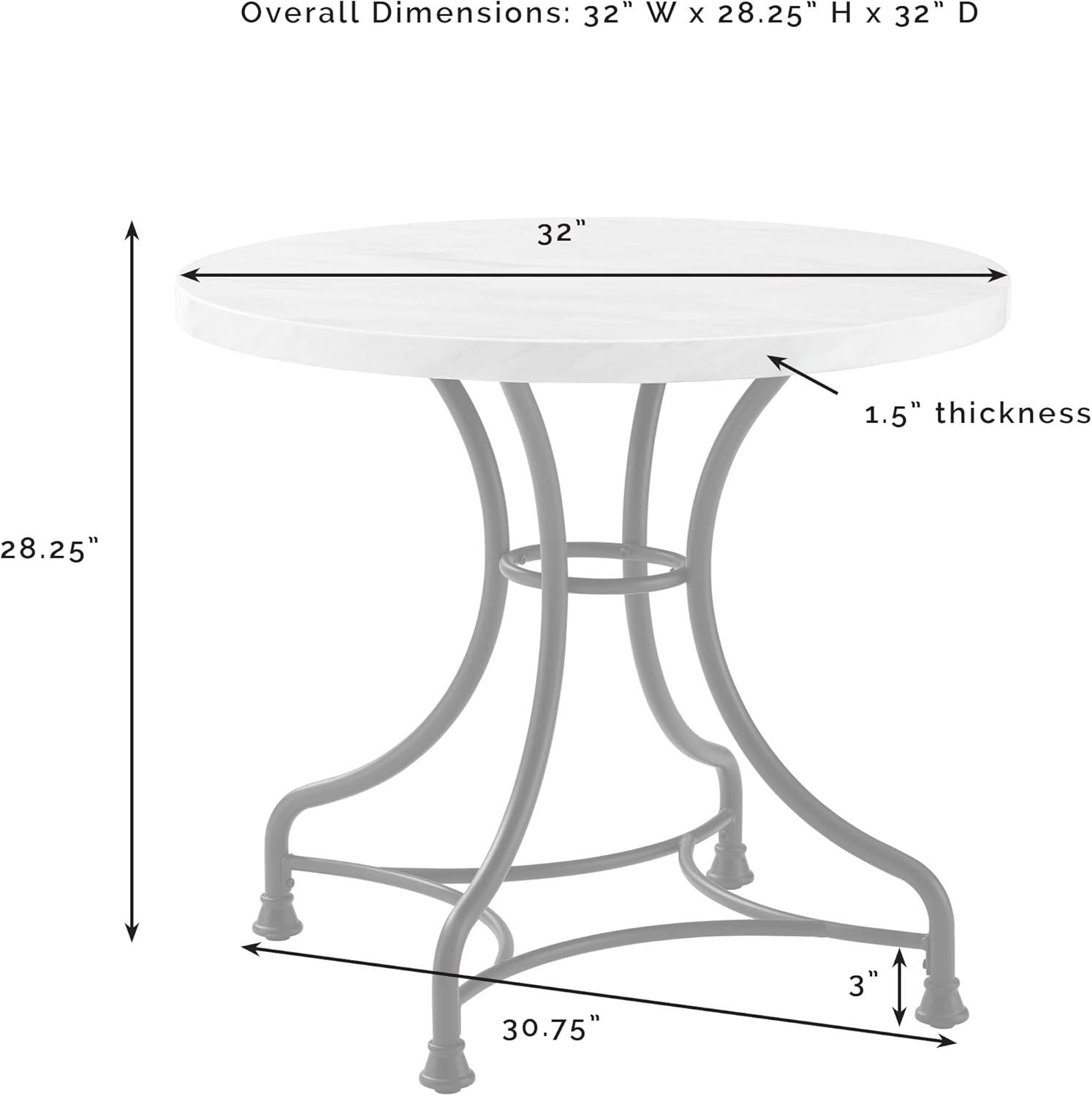 Madeleine Round Faux Marble and Steel Dining Table