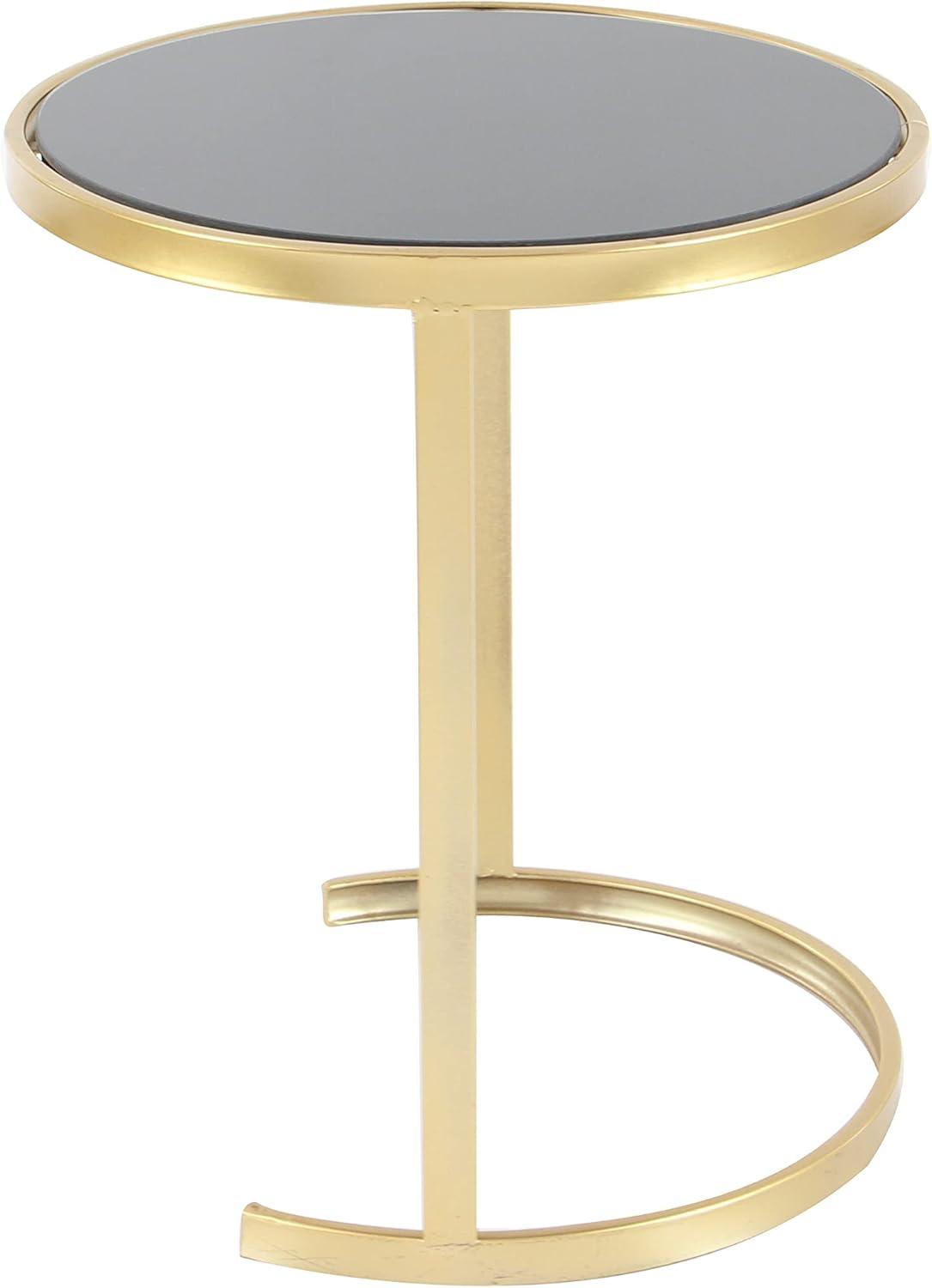 Elegant Gold Metal and Mirrored Glass Round Nesting Tables, Set of 3