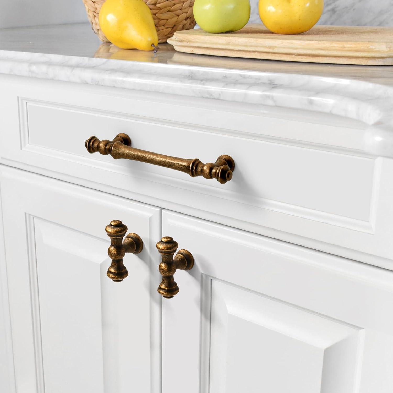 Asidrama 10 Pack Brushed Brass Cabinet Knobs - Gold Dresser & Drawer Knobs for Kitchen Cabinet Hardware