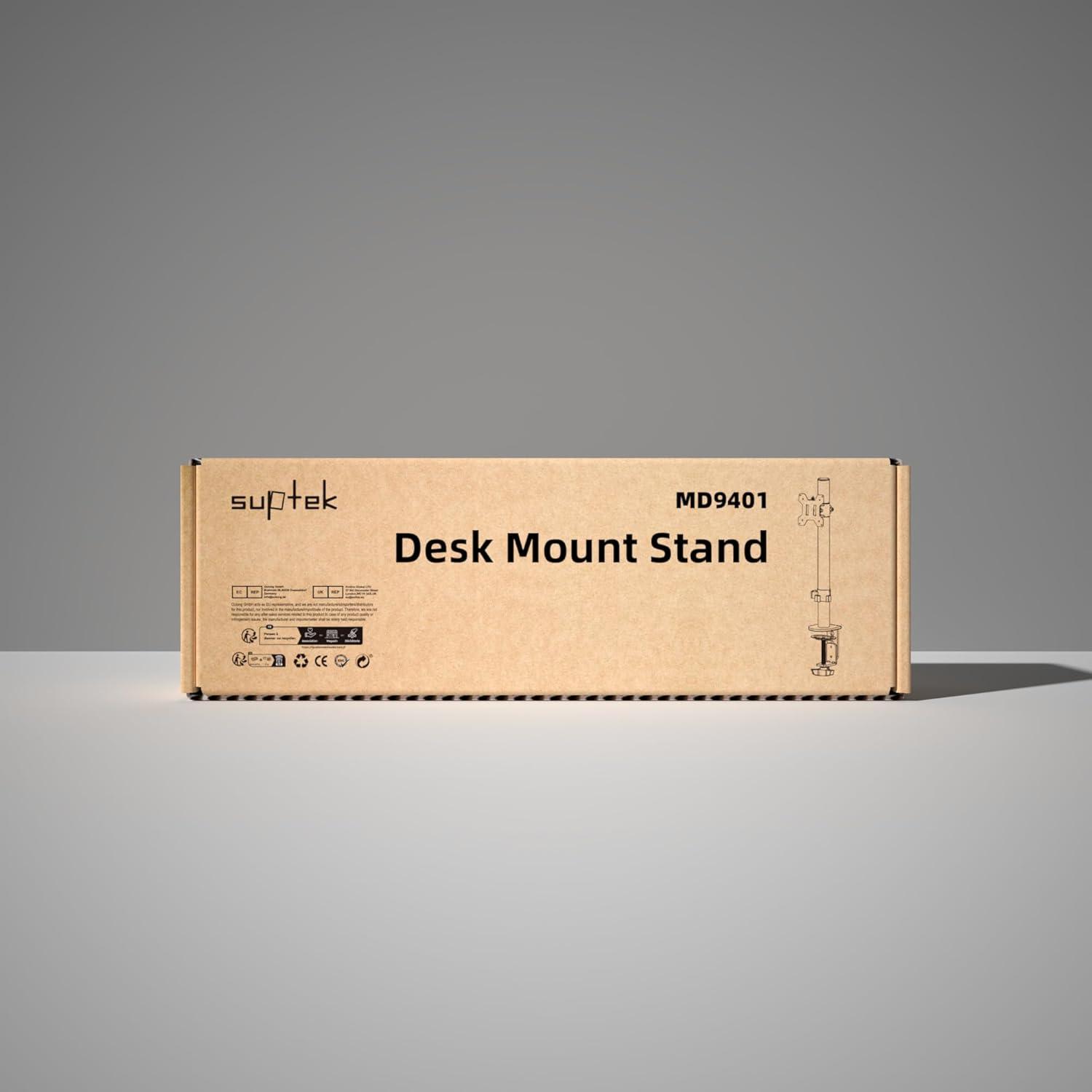 suptek Single Monitor Desk Mount for Most 13" to 32" Monitor Screens up to 22lbs, LCD LED Monitor Mount for 1 / One Monitor Adjustable Height and Angle Monitor Stand (MD9401)