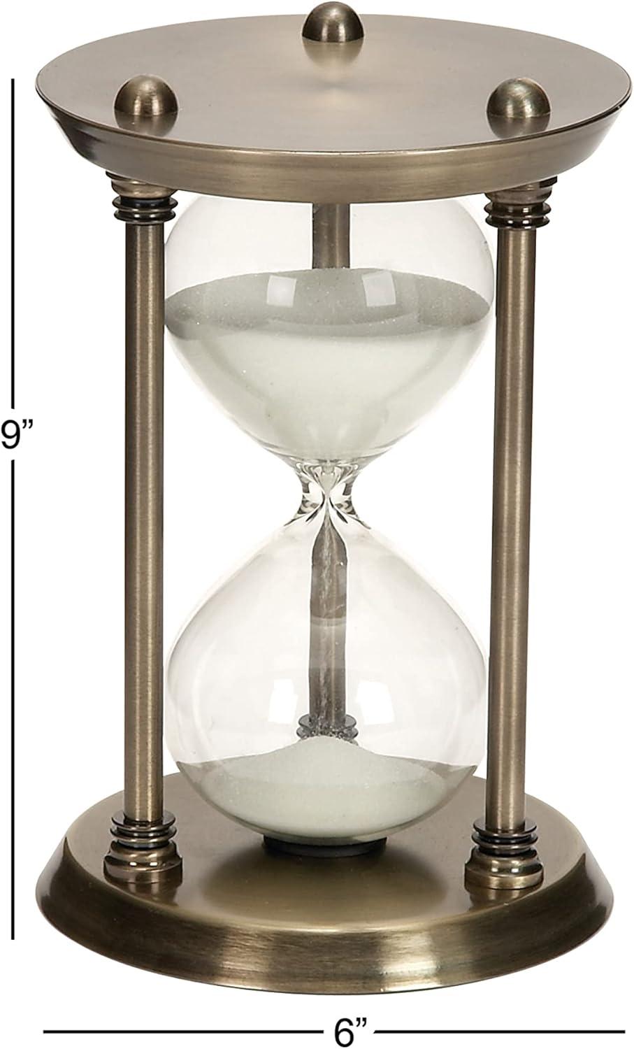 DecMode 6" x 9" Brass Metal Hourglass Sand Timer, 1-Piece