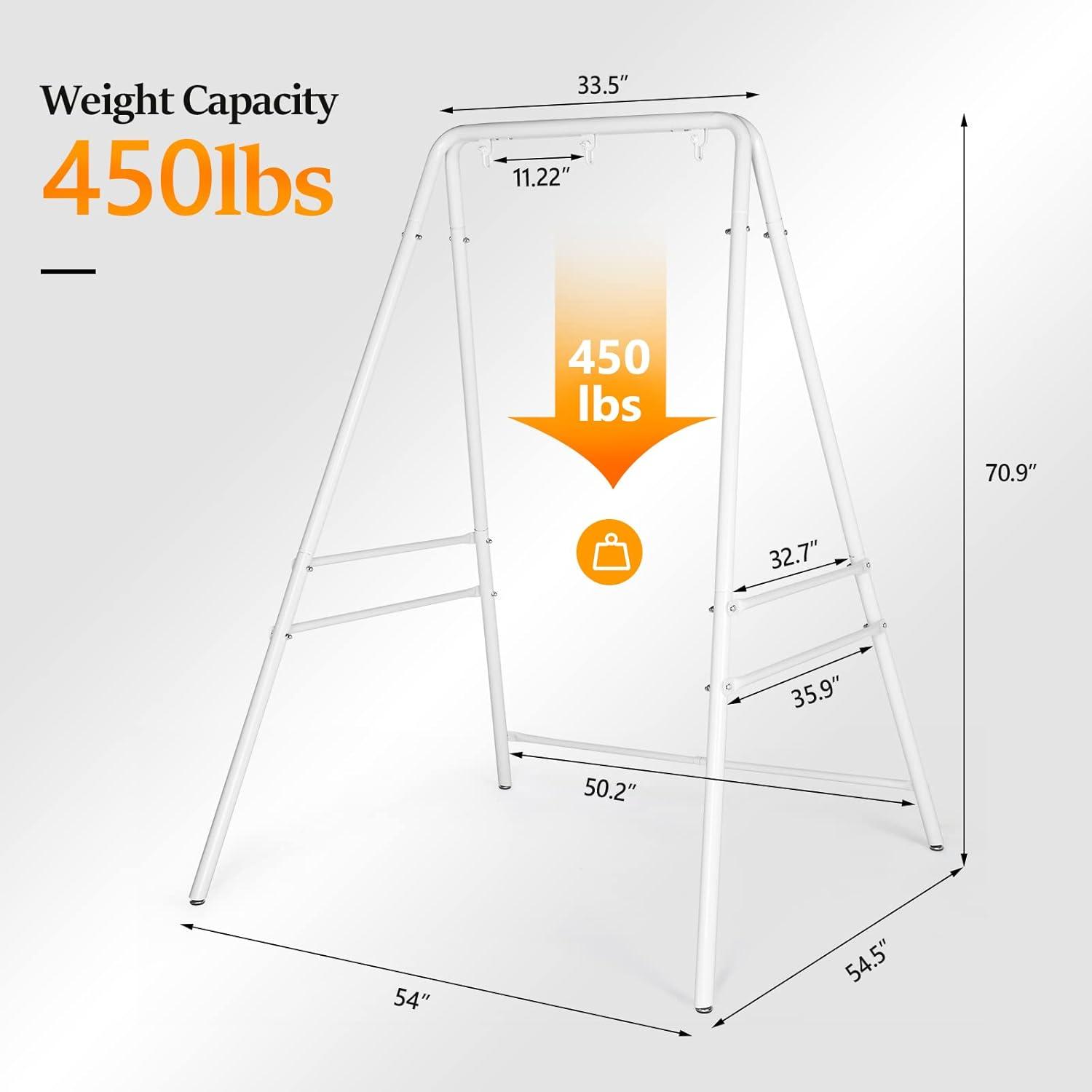 White Powder-Coated Heavy Duty Metal Hammock Chair Stand