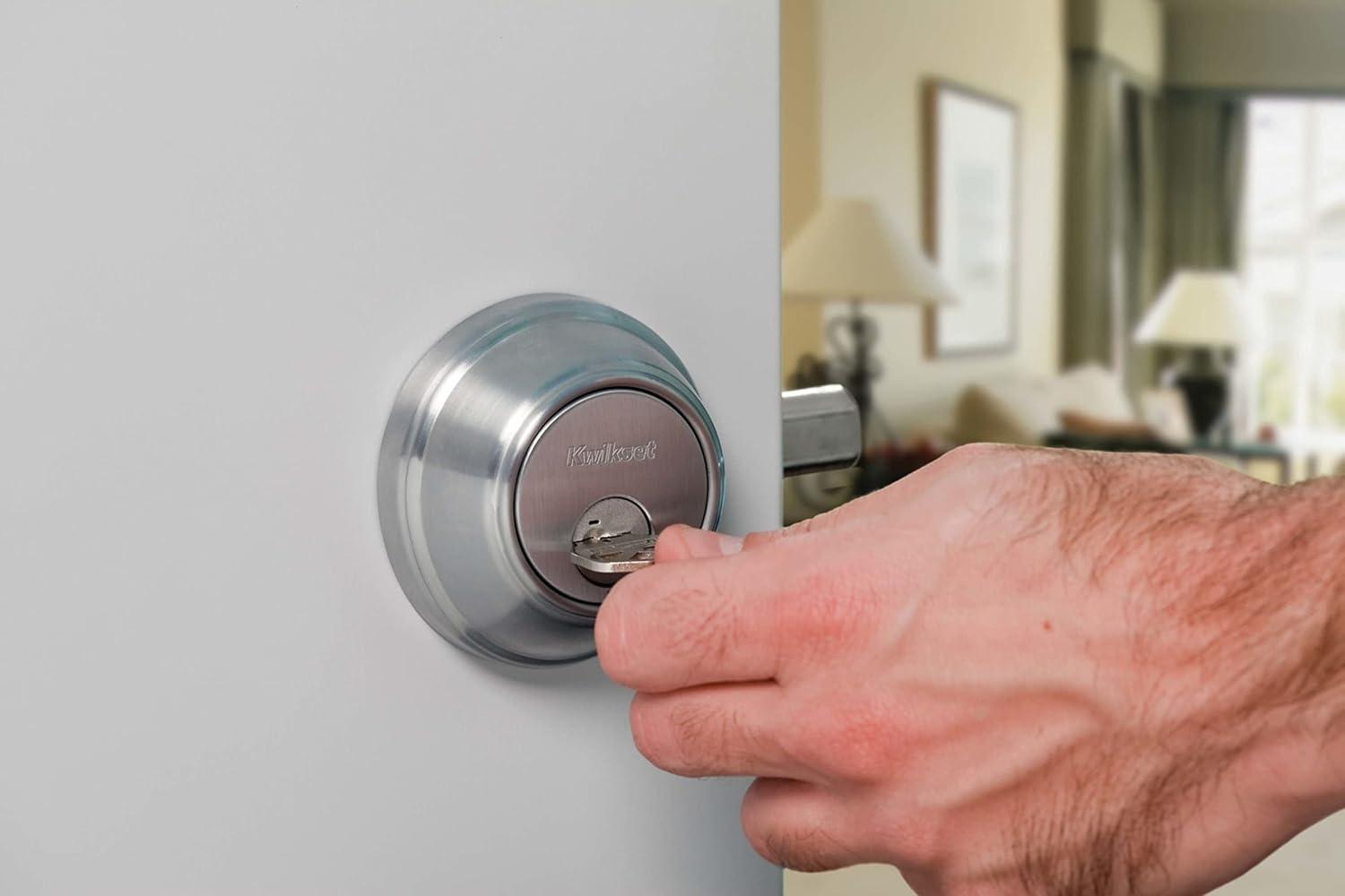 Kwikset SmartKey Satin Nickel Metal Deadbolt