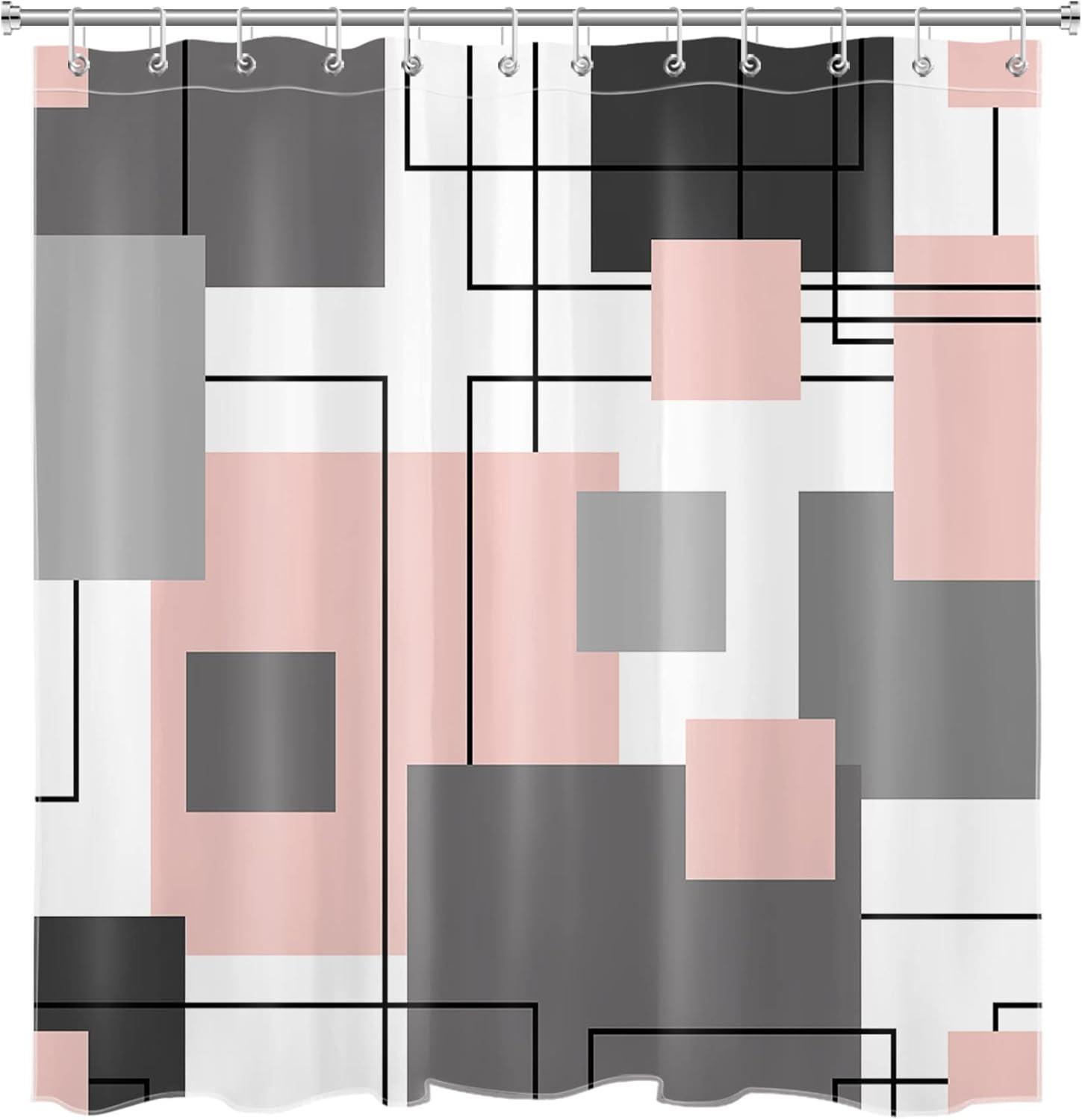 Brayden Studio® Black And White Geometric Shower Curtain Decoration, Polyester Fabric Bathroom Decorative Shower Curtain, Gray