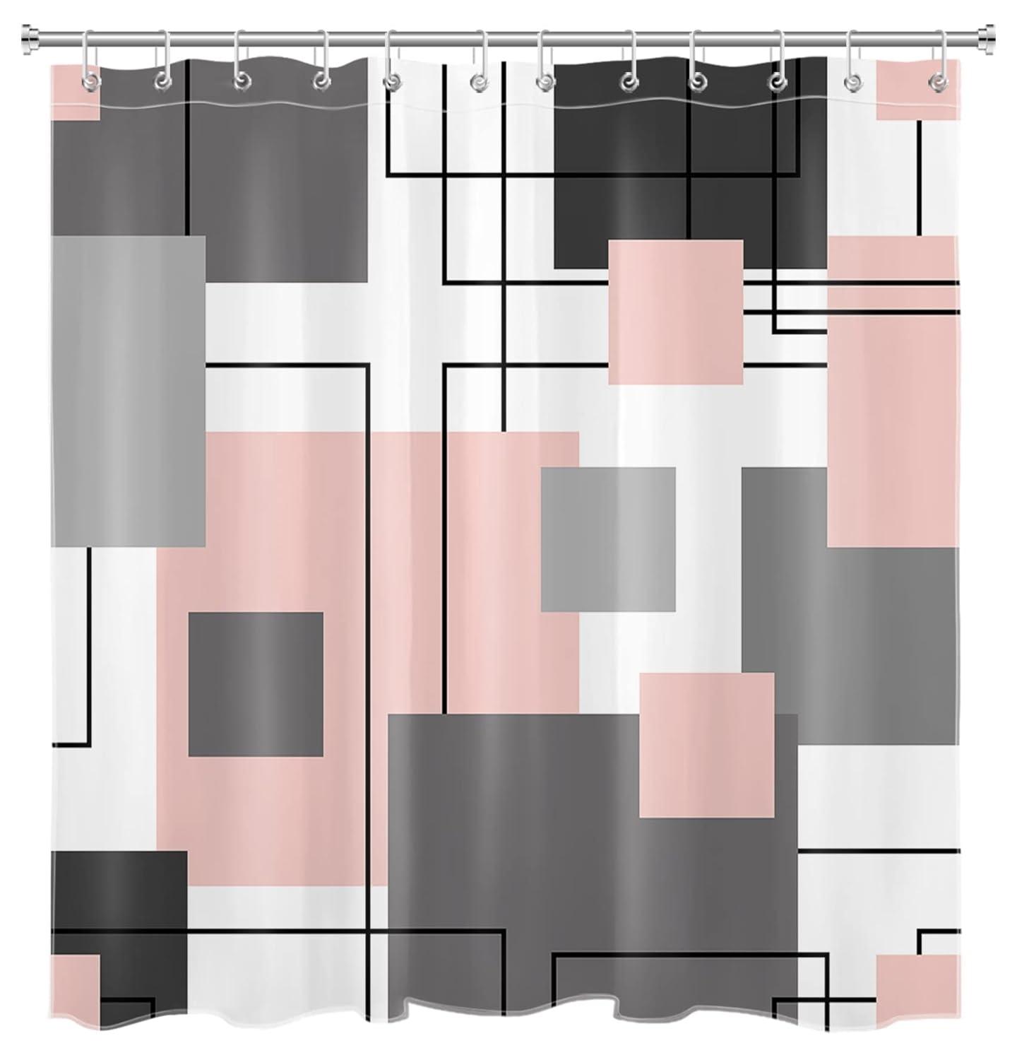 Brayden Studio® Black And White Geometric Shower Curtain Decoration, Polyester Fabric Bathroom Decorative Shower Curtain, Gray