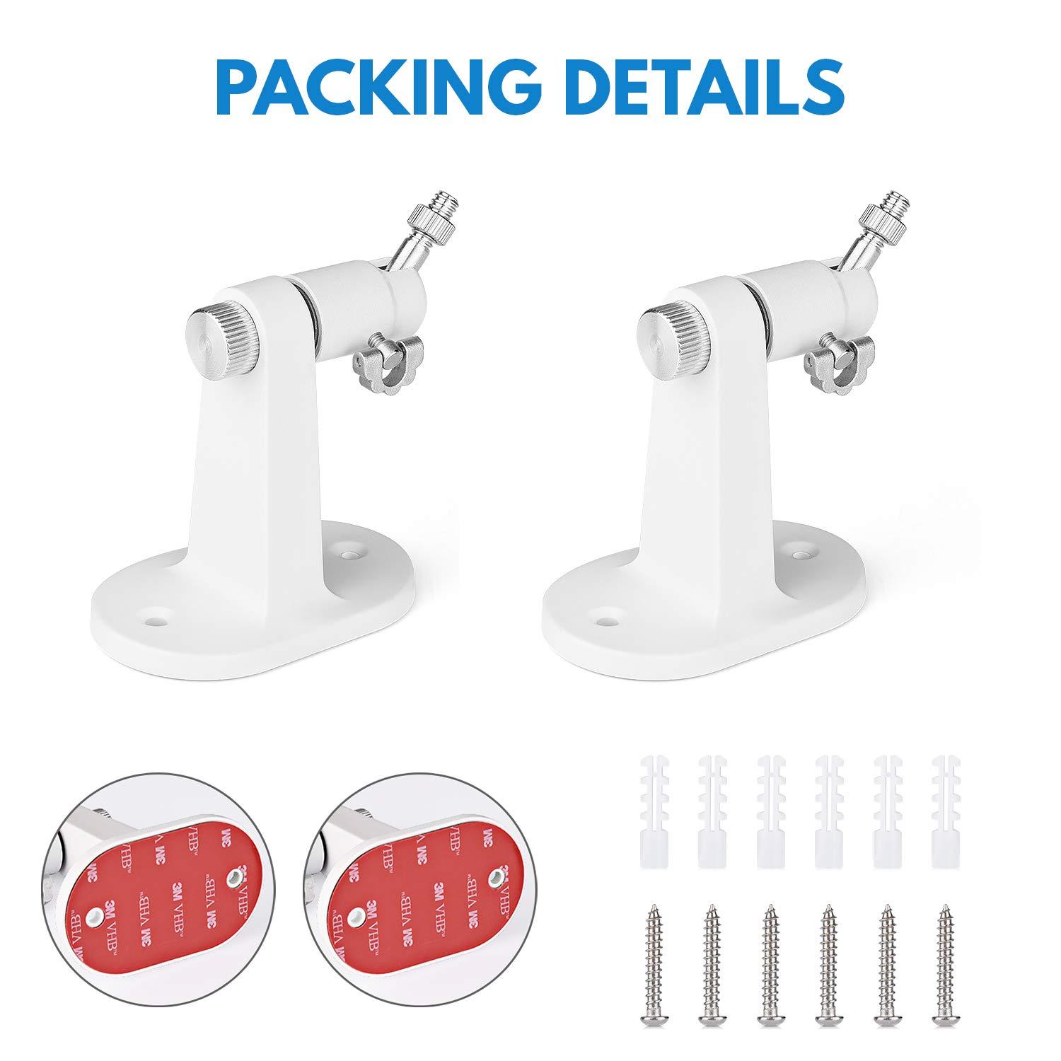 2Pack Security Wall Mount for Arlo Pro/Pro2/Pro3/Pro4/Ultra/Ultra2/Essential Spotlight Camera, Adjustable Indoor/Outdoor Mounting Bracket for Your Surveillance Camera (White)