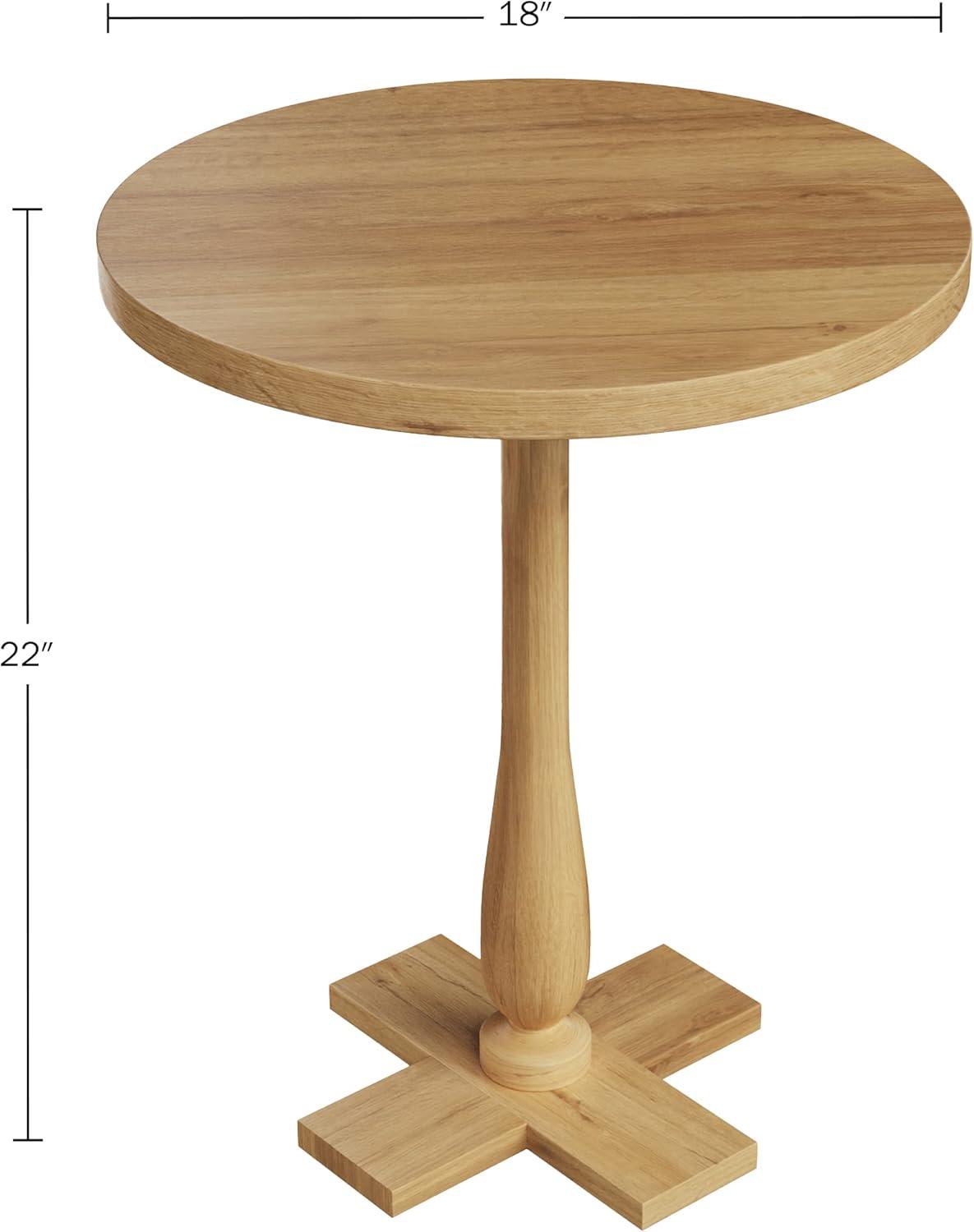 Side Table - Mango Wood Pedestal Table with White Distressing for Couch, Loveseat, Entryway, or Bed - Farmhouse Living Room Furniture by Lavish Home