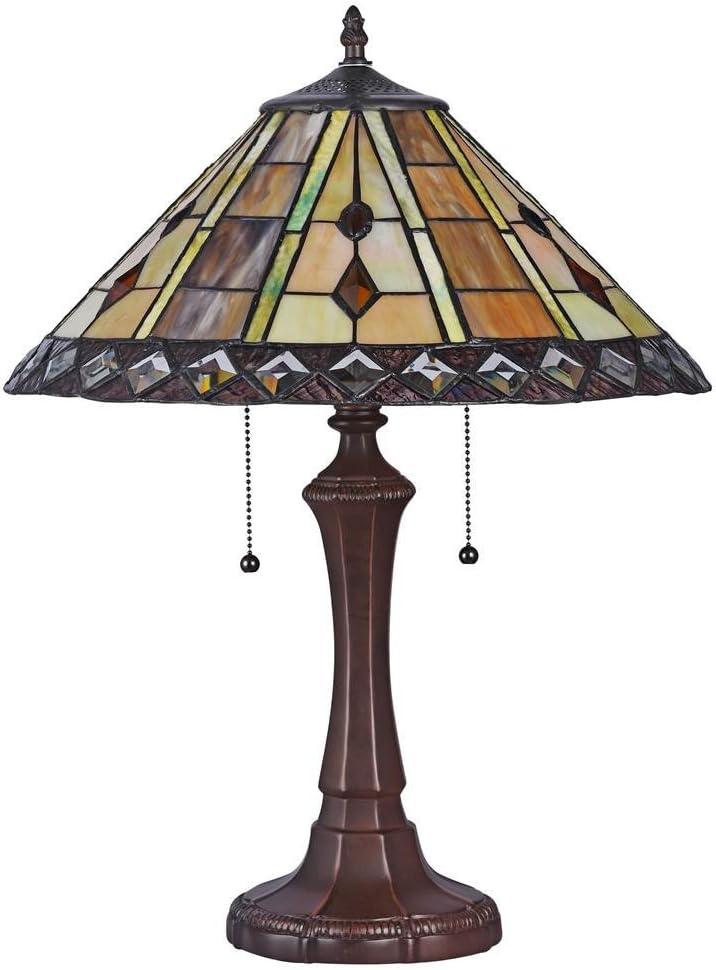 CHLOE Lighting GODWINE Tiffany-style 2 Light GeometricTable Lamp 16" Shade