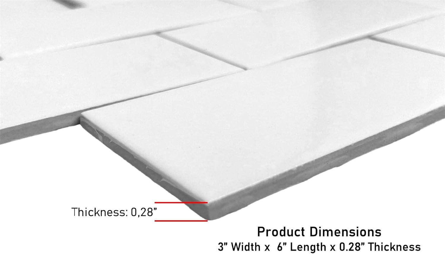 Tenedos White Ceramic 3x6 Glossy Subway Wall Tile Backsplash for Kitchen, Bathroom Shower, Accent Decor, Fireplace (80 Pieces - Box of 10 sq.ft.)