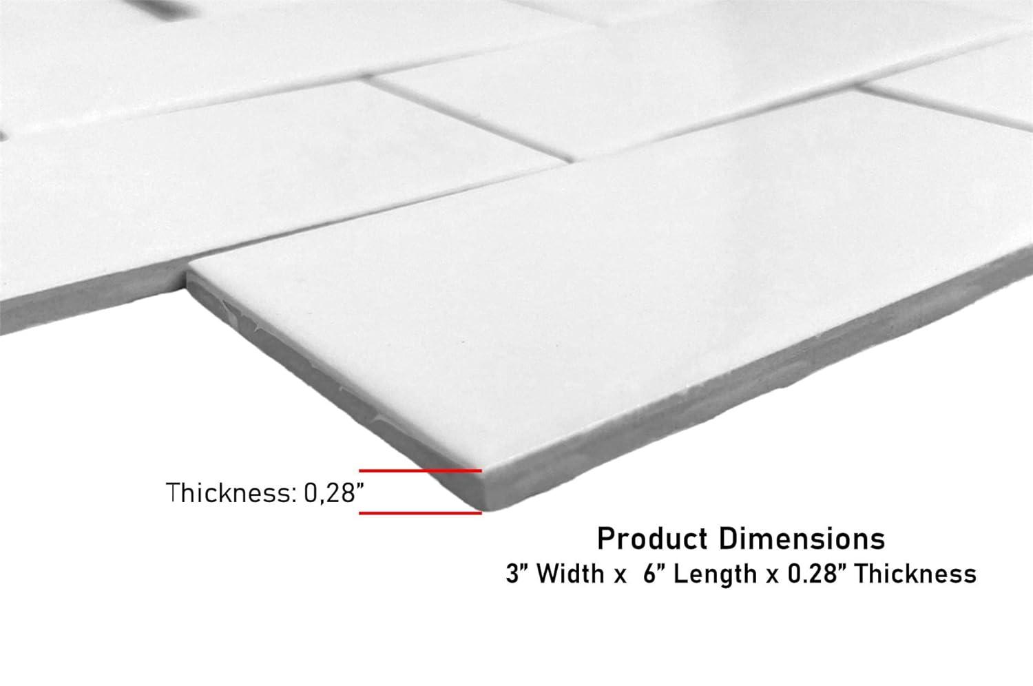 Tenedos White Ceramic 3x6 Glossy Subway Wall Tile Backsplash for Kitchen, Bathroom Shower, Accent Decor, Fireplace (80 Pieces - Box of 10 sq.ft.)