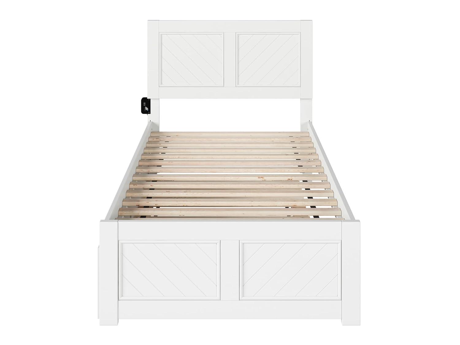 AFI Canyon White Solid Wood Platform Bed with Matching Footboard & Twin XL Trundle, Twin XL