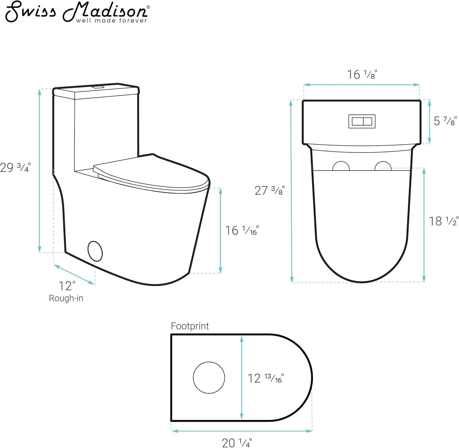 Antibes White Elongated Dual Flush One-Piece Toilet