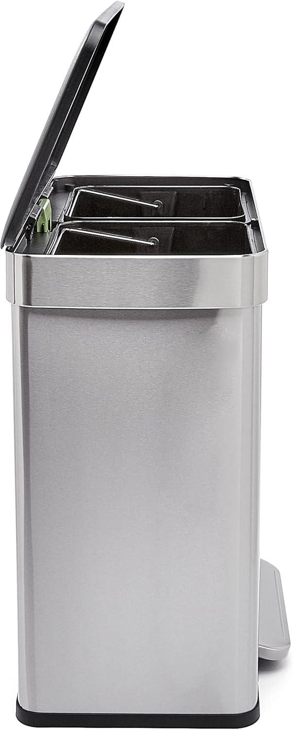 60 Liter Silver Stainless Steel Dual Compartment Trash Can