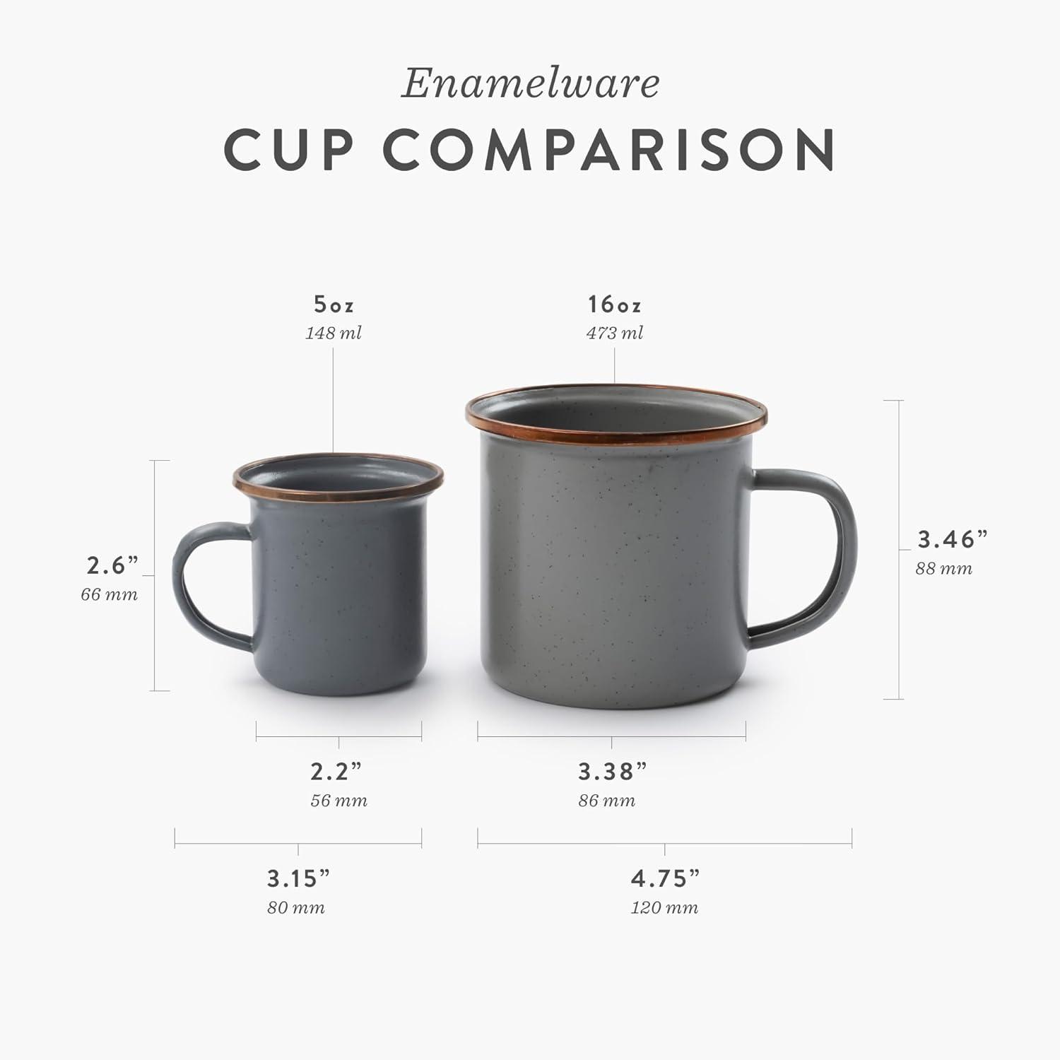 Barebones Enamelware Dining Collection - Slate Gray, Enamel Cup Set