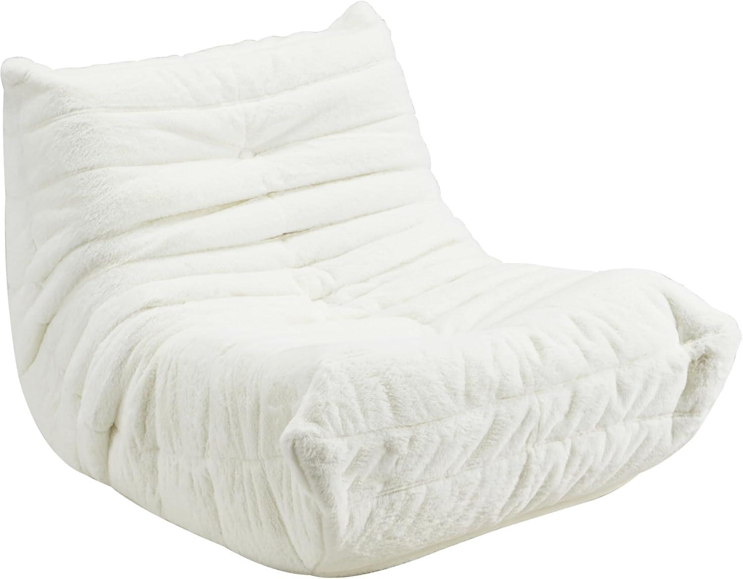 Bean Bag Chair Big Sofa Beanbag Chair for Adults Fireside Chair Bean Bag Lounger with Memory Foam Filled for Home,Apartment or Gaming Venue (White Plush)