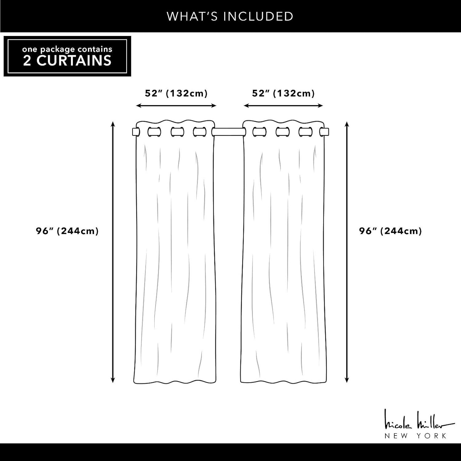 Nicole Miller Nicole Miller Turion Floral Room Darkening Blackout Grommet Top Curtain Panel Pair (Set of 2)