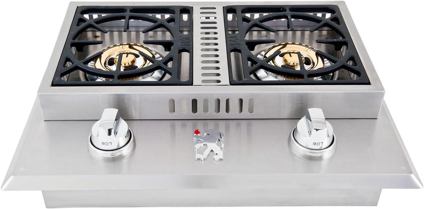 Lion 304 Stainless Steel Double Side Burner with Brass Ring Burners