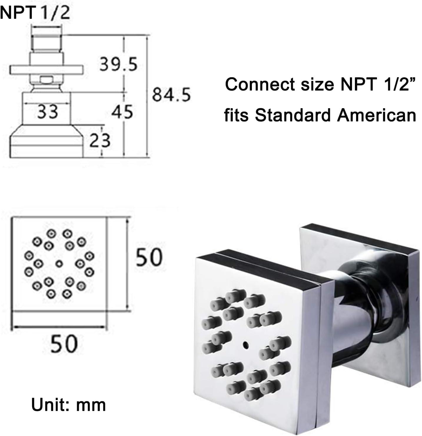 Square Adjustable Shower Body Spray