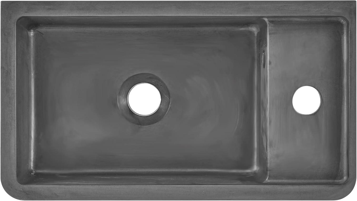 Lisse 16" Rectangle Concrete Wall-Mount Bathroom Sink in Dark Grey