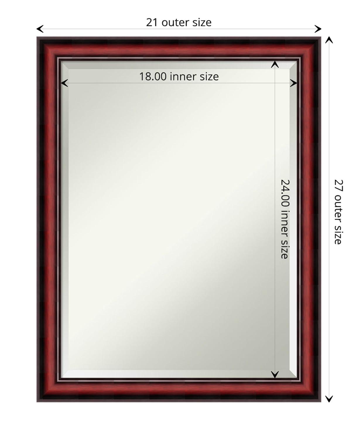 Amanti Art Rubino Cherry Scoop Beveled Wood Wall Mirror 27 x 21 in.