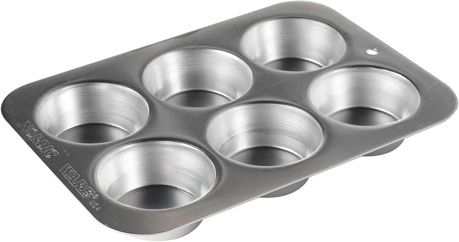 Nordic Ware 6-Cup Silver Non-Stick Round Muffin Pan